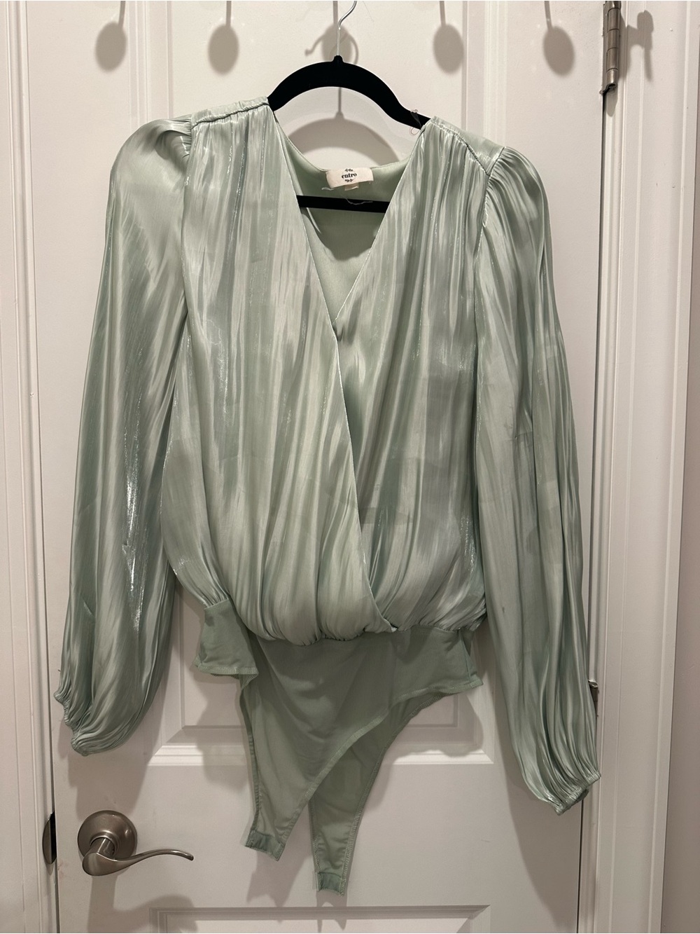 entro Sage Green Surplice Long-Sleeve Bodysuit
